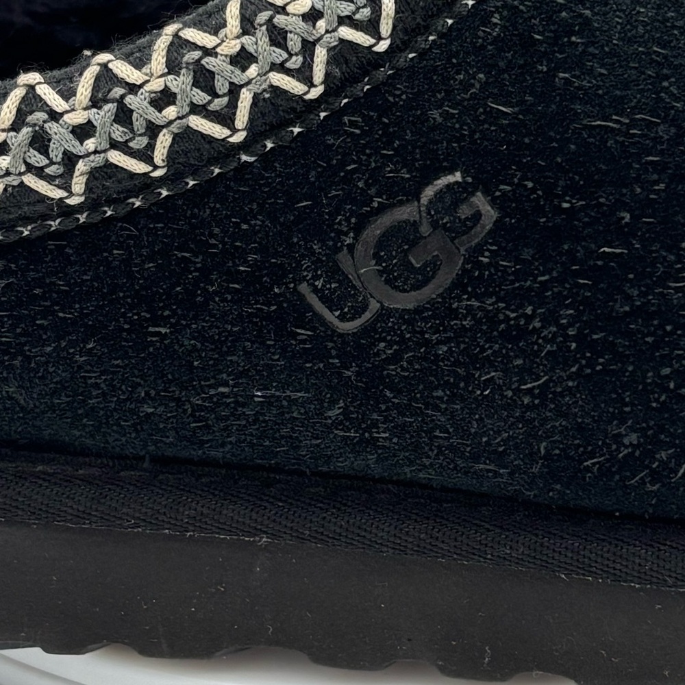 UGGS Tasman Slippers Black‎ Suede Sheepskin Leather Shoe Slip On Women's Size 11 - Picture 6 of 14